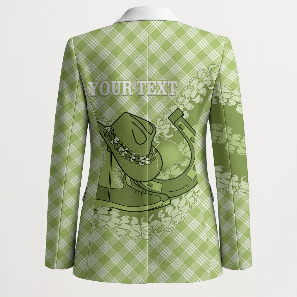 Omaomao Hawaii Cowboy Palaka Motifs Personalised Blazer Paniolo Festival Puakenikeni Lei LT14 - Polynesian Pride