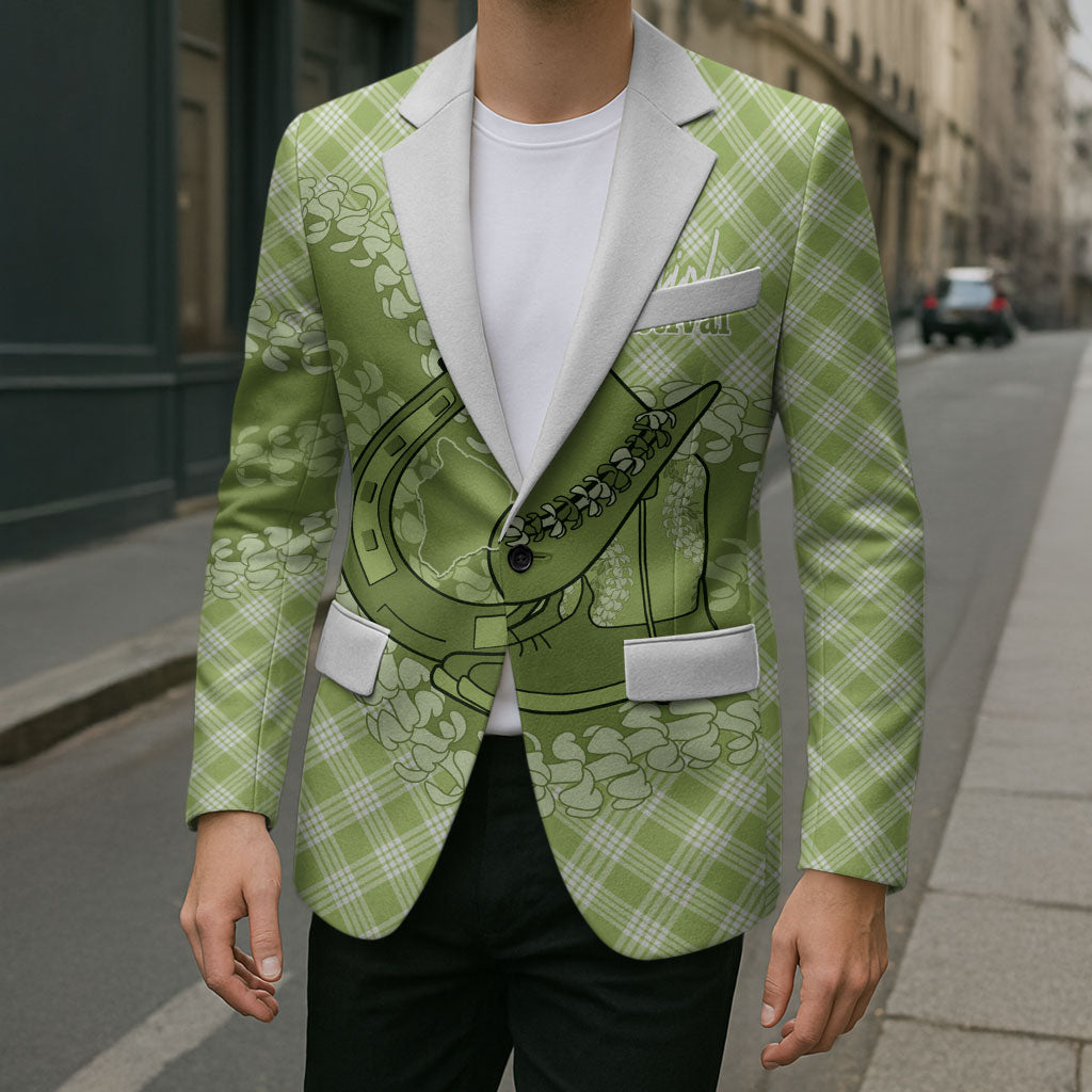 Omaomao Hawaii Cowboy Palaka Motifs Personalised Blazer Paniolo Festival Puakenikeni Lei LT14 - Polynesian Pride
