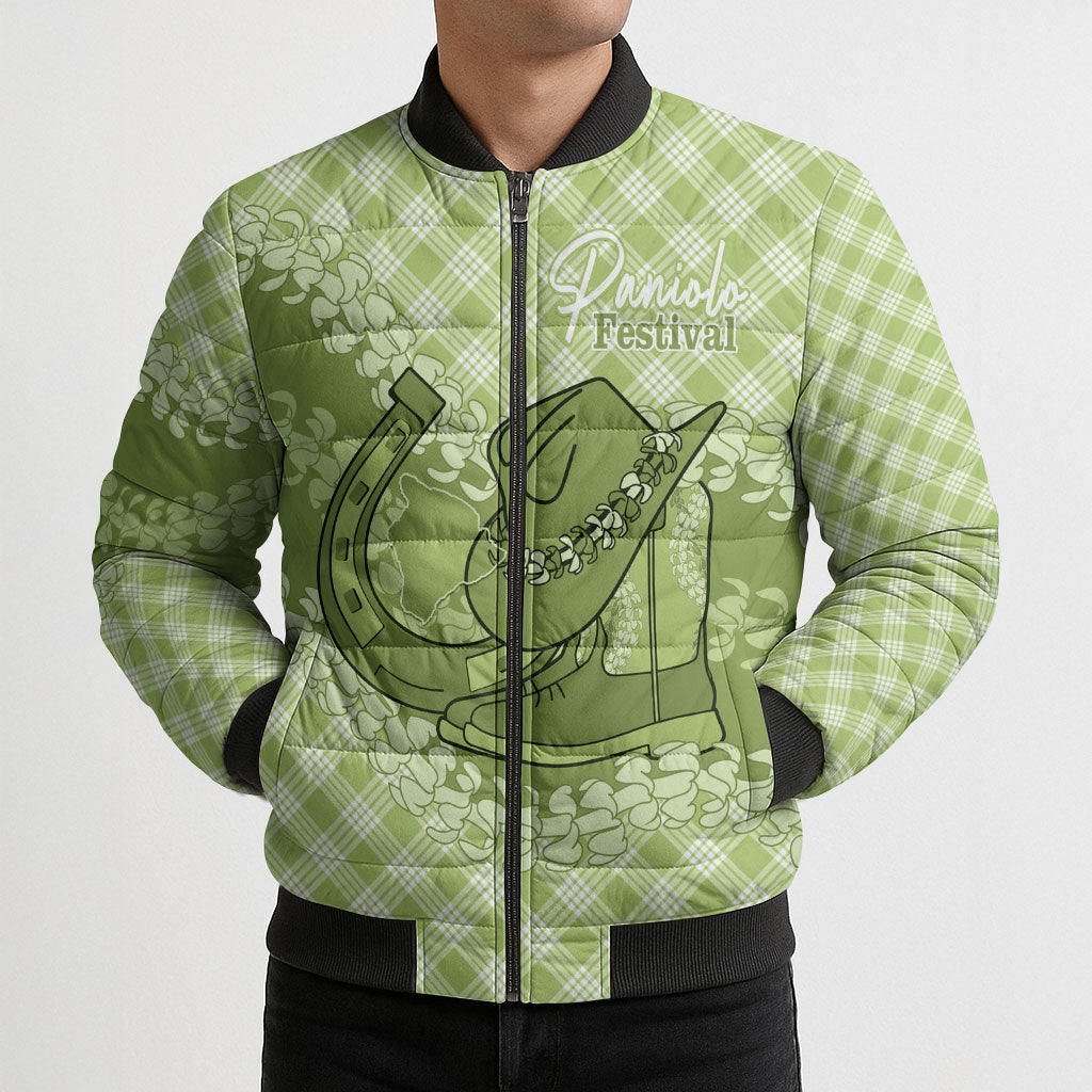 Omaomao Hawaii Cowboy Palaka Motifs Personalised Bomber Puffer Jacket Paniolo Festival Puakenikeni Lei LT14 - Polynesian Pride
