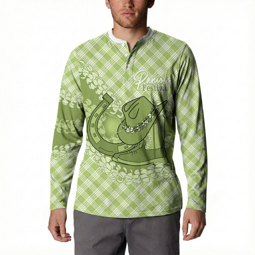 Omaomao Hawaii Cowboy Palaka Motifs Personalised Button Sweatshirt Paniolo Festival Puakenikeni Lei LT14 - Polynesian Pride