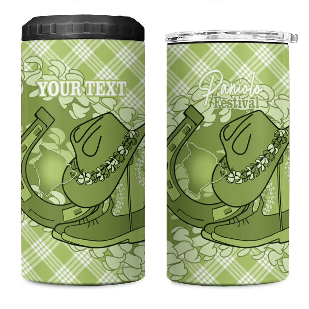 Omaomao Hawaii Cowboy Palaka Motifs Personalised 4 in 1 Can Cooler Tumbler Paniolo Festival Puakenikeni Lei