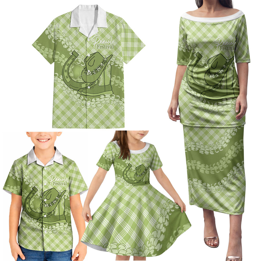 Omaomao Hawaii Cowboy Palaka Motifs Personalised Family Matching Puletasi and Hawaiian Shirt Paniolo Festival Puakenikeni Lei LT14 - Polynesian Pride