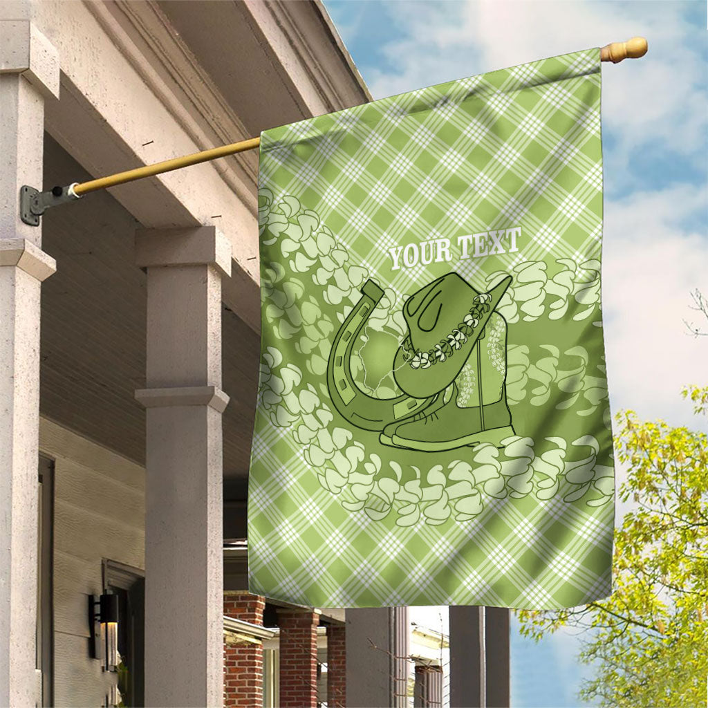 Omaomao Hawaii Cowboy Palaka Motifs Personalised Garden Flag Paniolo Festival Puakenikeni Lei