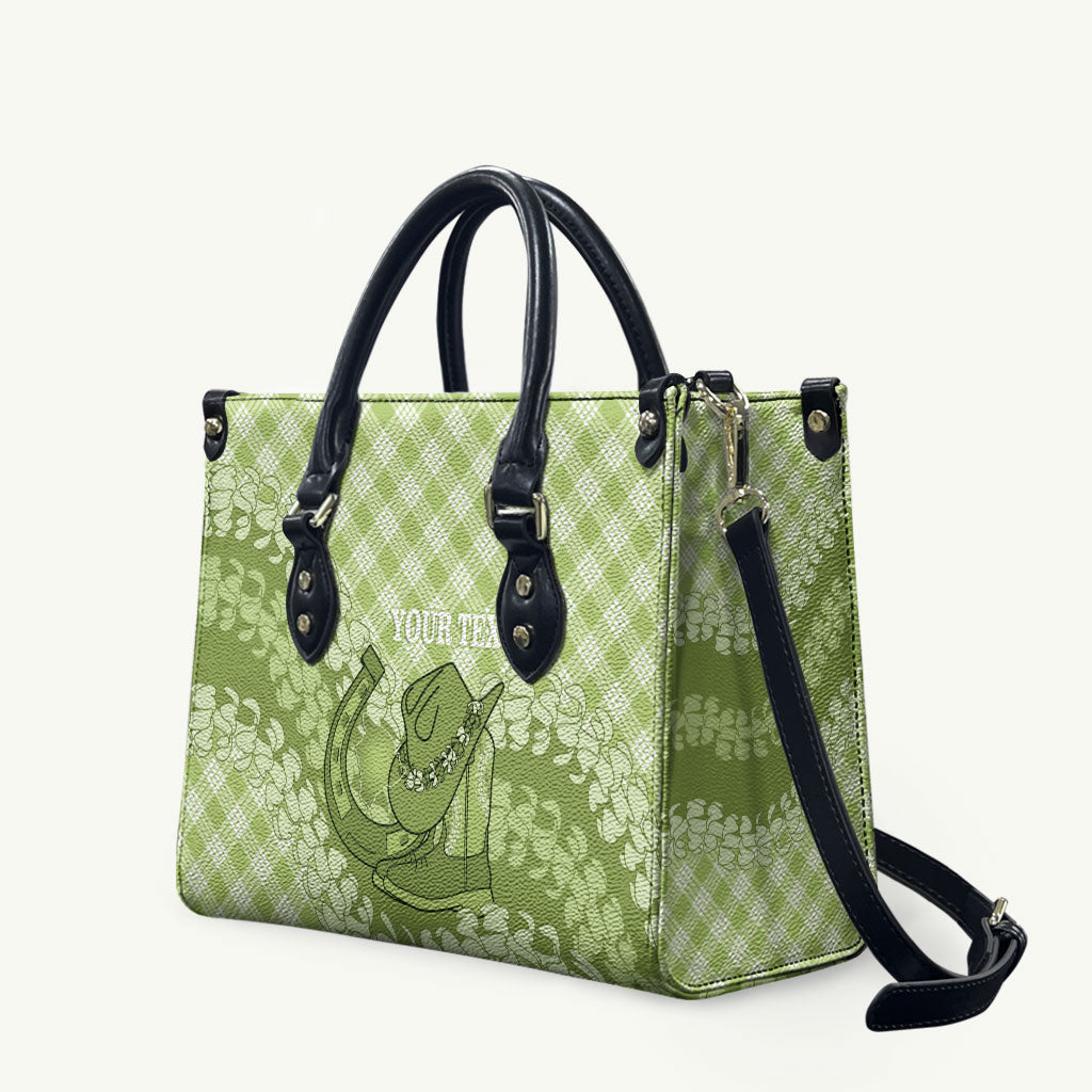 Omaomao Hawaii Cowboy Palaka Motifs Personalised Leather Bag Paniolo Festival Puakenikeni Lei
