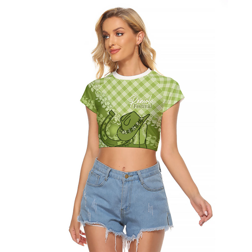 Omaomao Hawaii Cowboy Palaka Motifs Personalised Raglan Cropped T Shirt Paniolo Festival Puakenikeni Lei