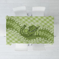 Omaomao Hawaii Cowboy Palaka Motifs Personalised Tablecloth Paniolo Festival Puakenikeni Lei LT14 Green - Polynesian Pride