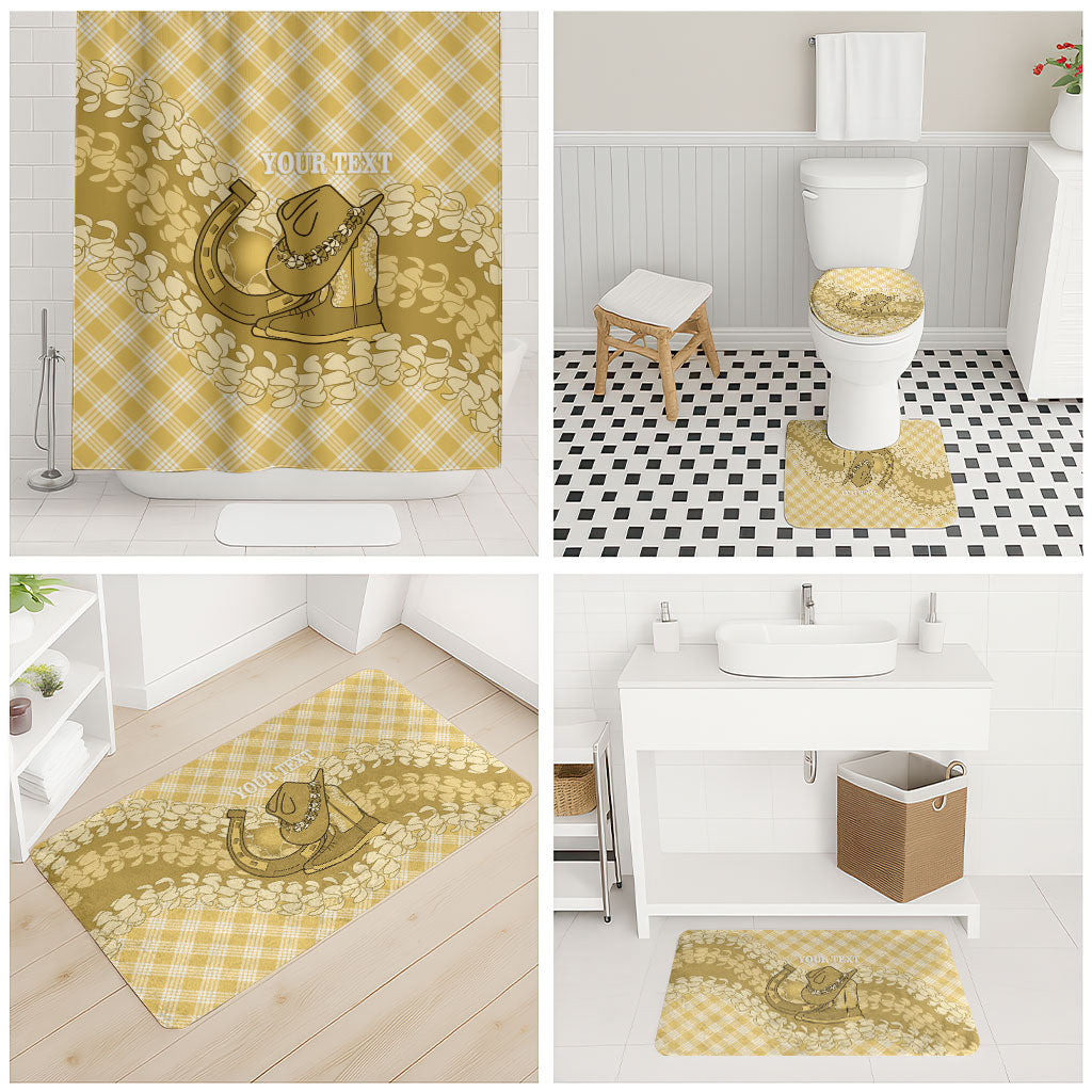 Melemele Hawaii Cowboy Palaka Motifs Personalised Bathroom Set Paniolo Festival Puakenikeni Lei LT14 - Polynesian Pride