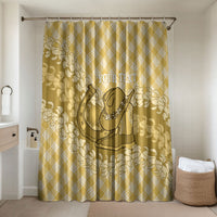 Melemele Hawaii Cowboy Palaka Motifs Personalised Bathroom Set Paniolo Festival Puakenikeni Lei LT14 Shower Curtain Only Yellow - Polynesian Pride