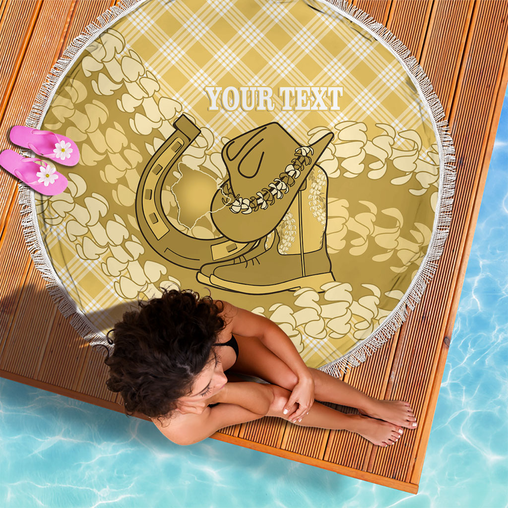 Melemele Hawaii Cowboy Palaka Motifs Personalised Beach Blanket Paniolo Festival Puakenikeni Lei LT14 - Polynesian Pride