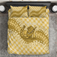 Melemele Hawaii Cowboy Palaka Motifs Personalised Bedding Set Paniolo Festival Puakenikeni Lei LT14 Yellow - Polynesian Pride