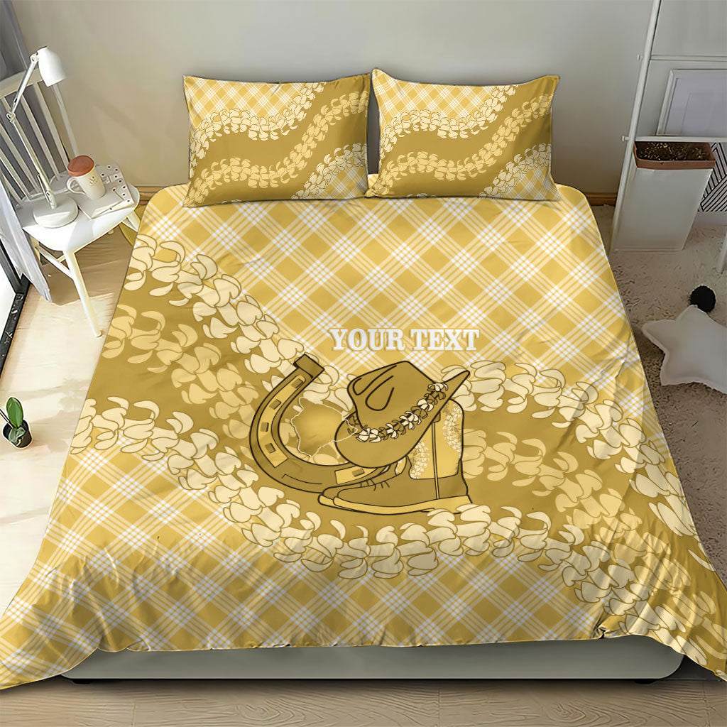 Melemele Hawaii Cowboy Palaka Motifs Personalised Bedding Set Paniolo Festival Puakenikeni Lei LT14 - Polynesian Pride