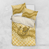 Melemele Hawaii Cowboy Palaka Motifs Personalised Bedding Set Paniolo Festival Puakenikeni Lei LT14 US Twin 172cm x 218cm Yellow - Polynesian Pride