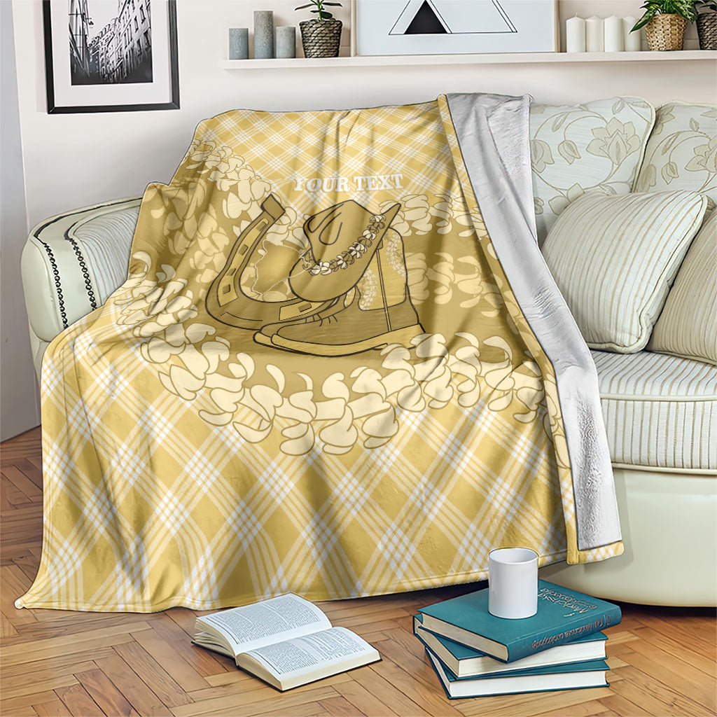 Melemele Hawaii Cowboy Palaka Motifs Personalised Blanket Paniolo Festival Puakenikeni Lei