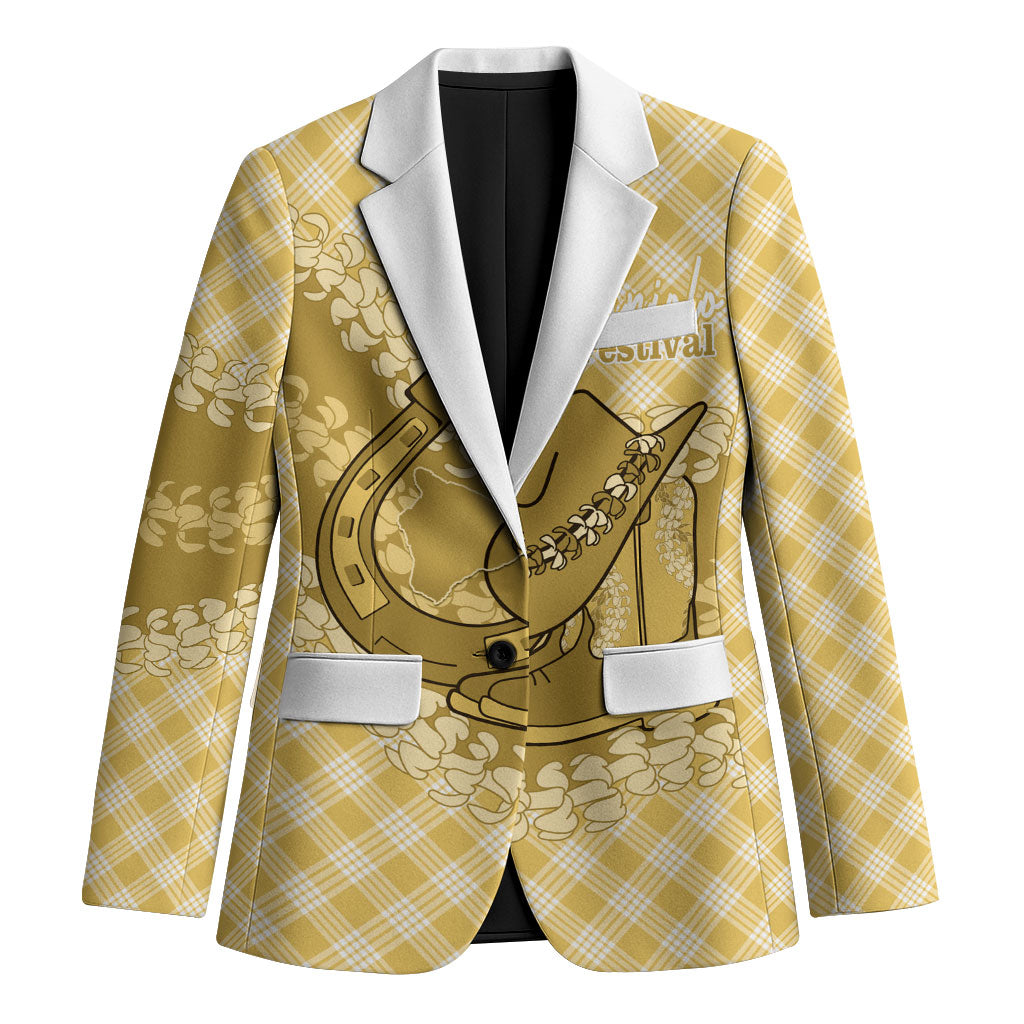 Melemele Hawaii Cowboy Palaka Motifs Personalised Blazer Paniolo Festival Puakenikeni Lei