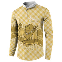 Melemele Hawaii Cowboy Palaka Motifs Personalised Button Sweatshirt Paniolo Festival Puakenikeni Lei LT14 - Polynesian Pride