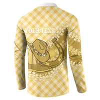 Melemele Hawaii Cowboy Palaka Motifs Personalised Button Sweatshirt Paniolo Festival Puakenikeni Lei LT14 - Polynesian Pride