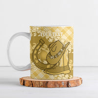 Melemele Hawaii Cowboy Palaka Motifs Personalised Ceramic Mug Paniolo Festival Puakenikeni Lei LT14 Yellow - Polynesian Pride