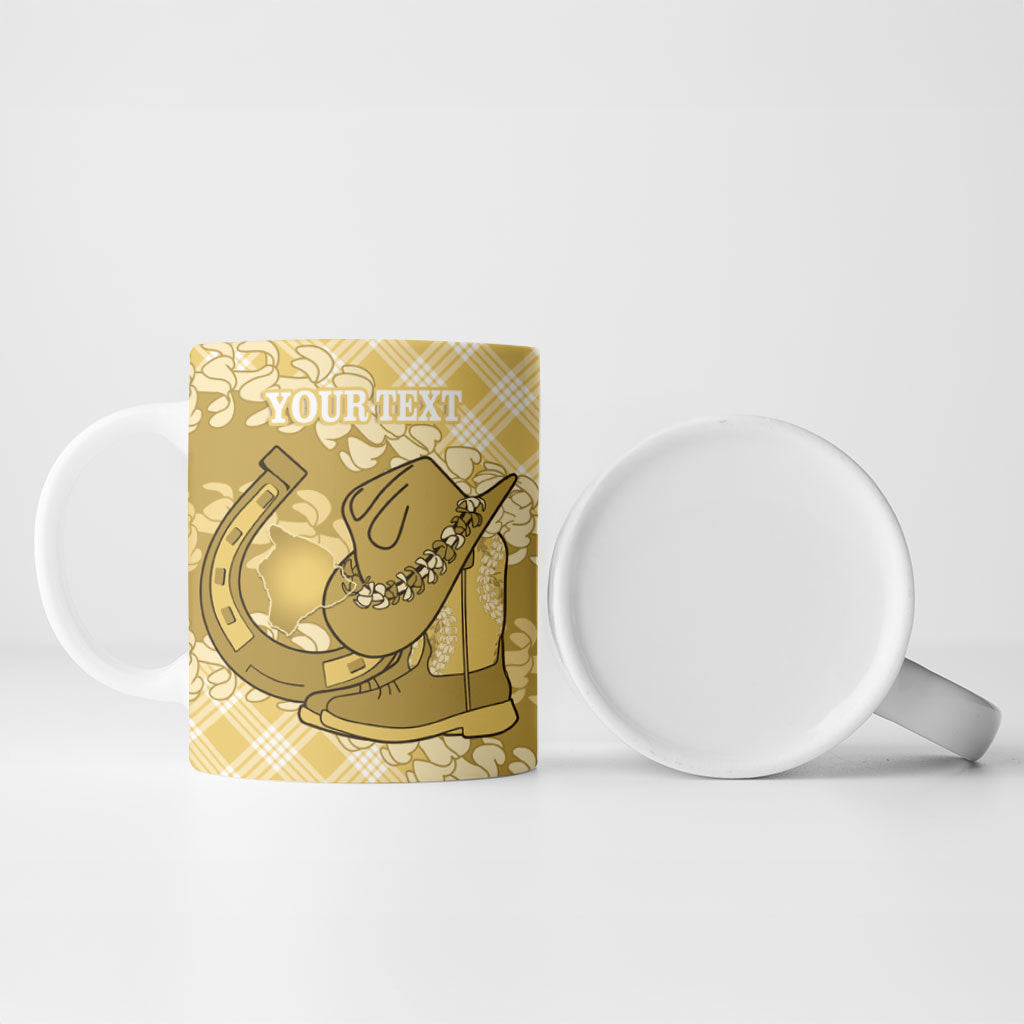 Melemele Hawaii Cowboy Palaka Motifs Personalised Ceramic Mug Paniolo Festival Puakenikeni Lei LT14 - Polynesian Pride