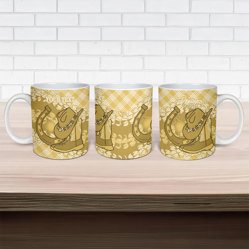 Melemele Hawaii Cowboy Palaka Motifs Personalised Ceramic Mug Paniolo Festival Puakenikeni Lei LT14 - Polynesian Pride