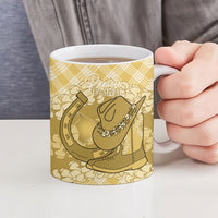 Melemele Hawaii Cowboy Palaka Motifs Personalised Ceramic Mug Paniolo Festival Puakenikeni Lei LT14 - Polynesian Pride
