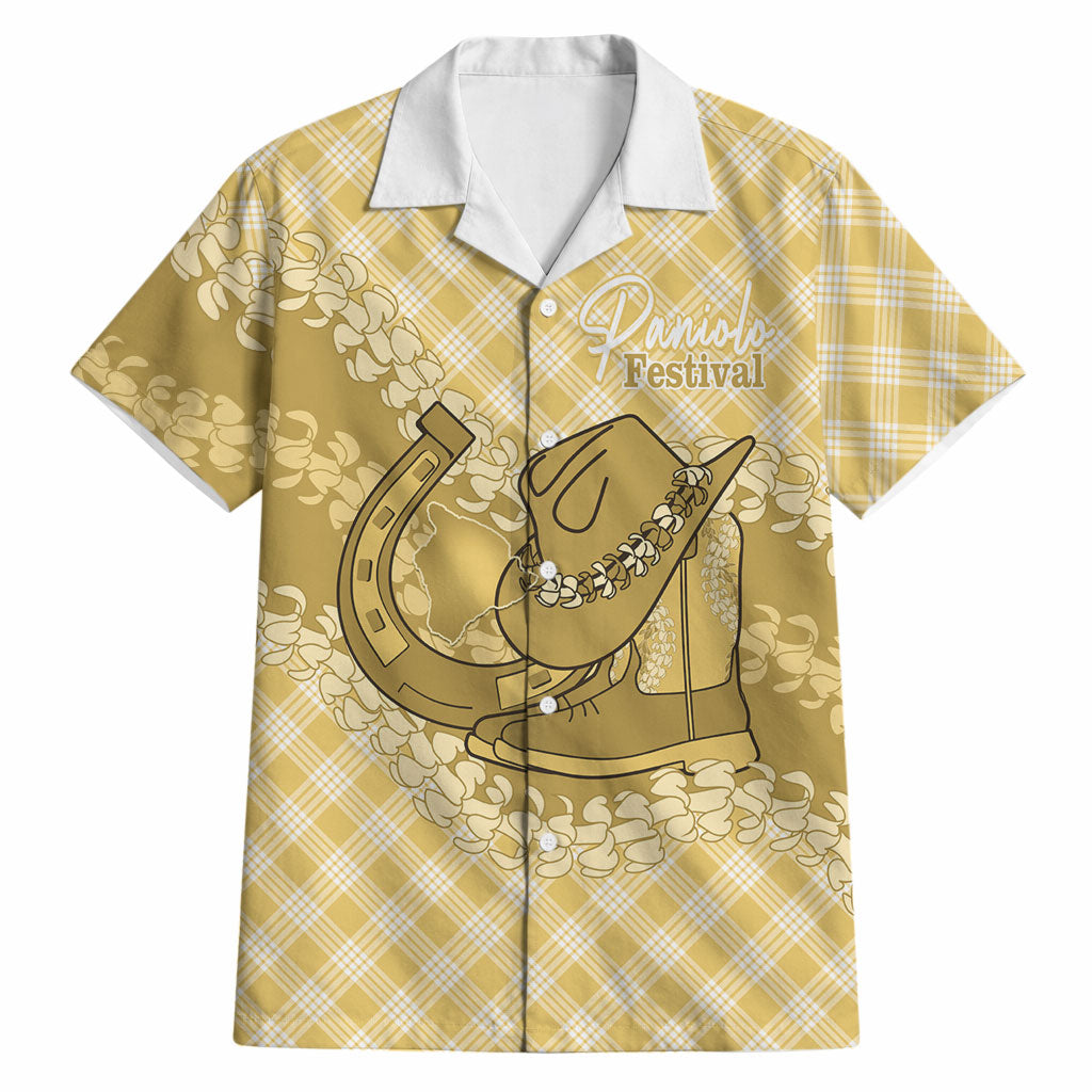 Melemele Hawaii Cowboy Palaka Motifs Personalised Hawaiian Shirt Paniolo Festival Puakenikeni Lei LT14 Yellow - Polynesian Pride