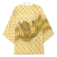 Melemele Hawaii Cowboy Palaka Motifs Personalised Kimono Paniolo Festival Puakenikeni Lei LT14 - Polynesian Pride