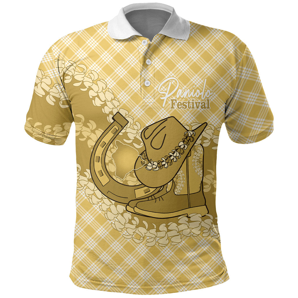 Melemele Hawaii Cowboy Palaka Motifs Personalised Polo Shirt Paniolo Festival Puakenikeni Lei