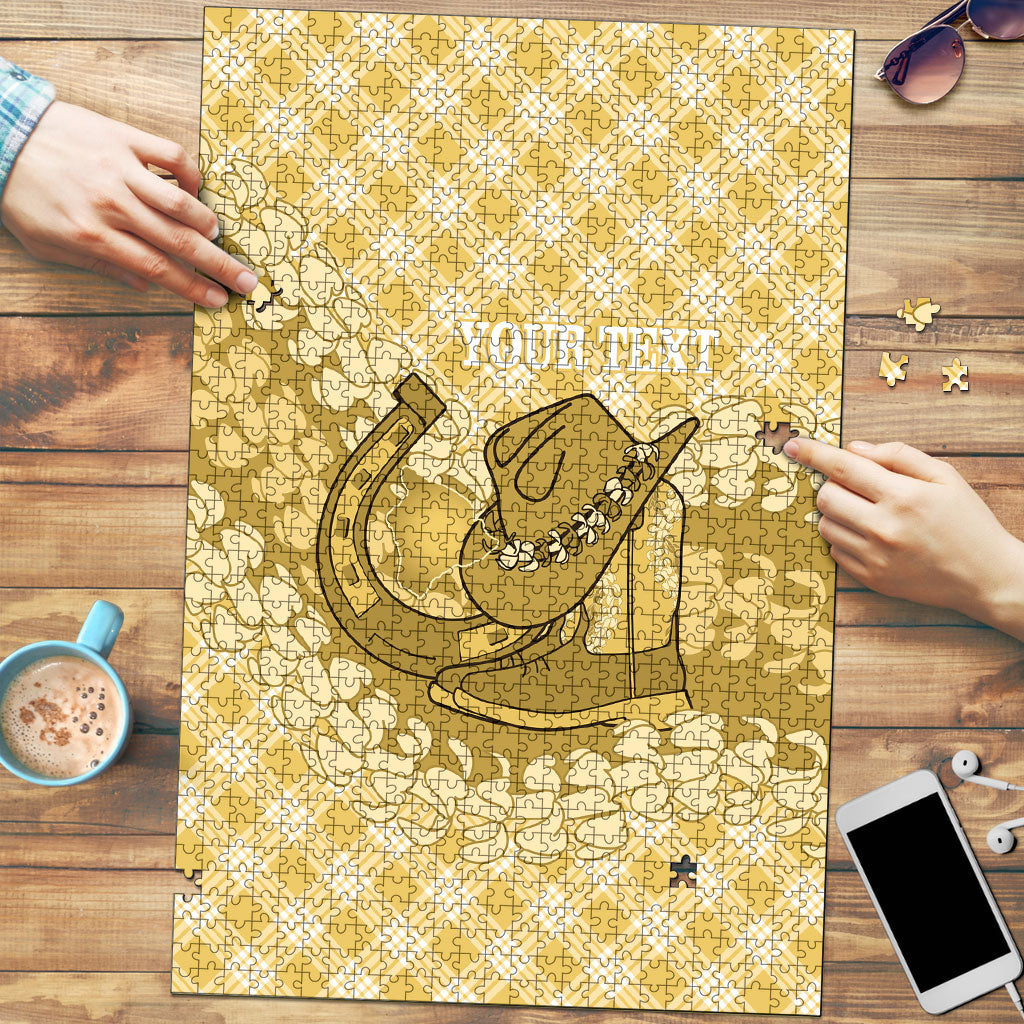 Melemele Hawaii Cowboy Palaka Motifs Personalised Puzzle Paniolo Festival Puakenikeni Lei