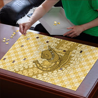Melemele Hawaii Cowboy Palaka Motifs Personalised Puzzle Paniolo Festival Puakenikeni Lei LT14 - Polynesian Pride