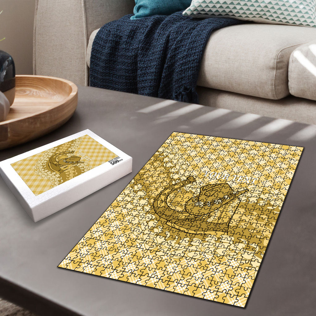 Melemele Hawaii Cowboy Palaka Motifs Personalised Puzzle Paniolo Festival Puakenikeni Lei LT14 - Polynesian Pride