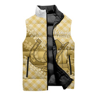Melemele Hawaii Cowboy Palaka Motifs Personalised Sleeveless Puffer Jacket Paniolo Festival Puakenikeni Lei LT14 - Polynesian Pride