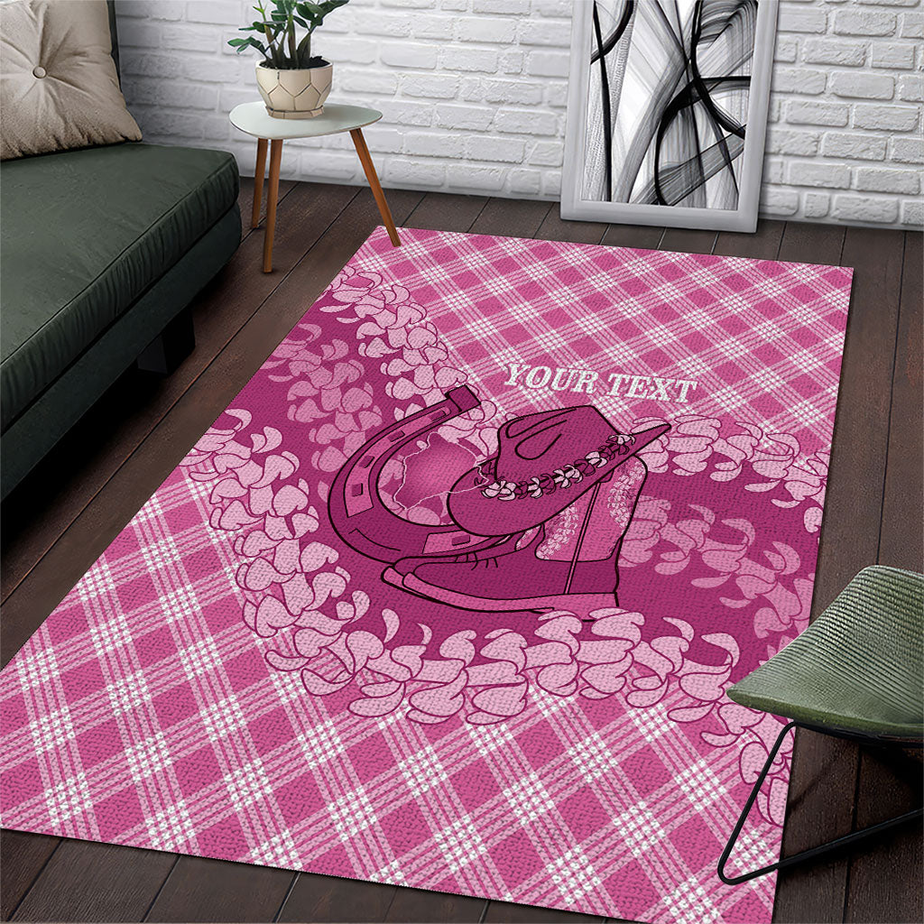 Alaka Hawaii Cowboy Palaka Motifs Personalised Area Rug Paniolo Festival Puakenikeni Lei LT14 Pink - Polynesian Pride