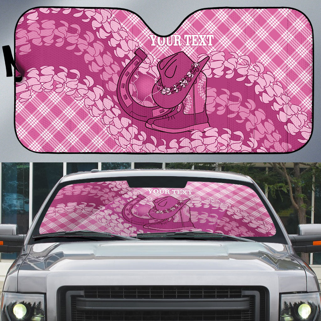 Alaka Hawaii Cowboy Palaka Motifs Personalised Auto Sun Shade Paniolo Festival Puakenikeni Lei
