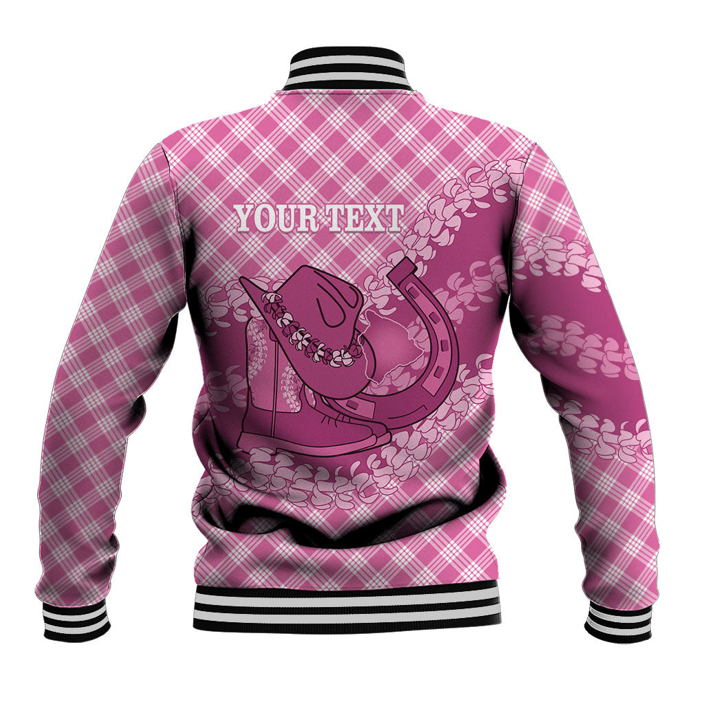 Alaka Hawaii Cowboy Palaka Motifs Personalised Baseball Jacket Paniolo Festival Puakenikeni Lei LT14 - Polynesian Pride