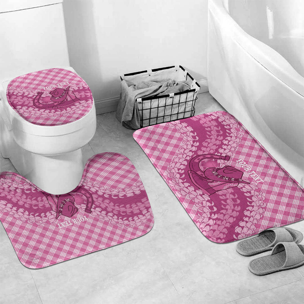 Alaka Hawaii Cowboy Palaka Motifs Personalised Bathroom Set Paniolo Festival Puakenikeni Lei LT14 Mat Set Only (3 pcs) One Size Pink - Polynesian Pride
