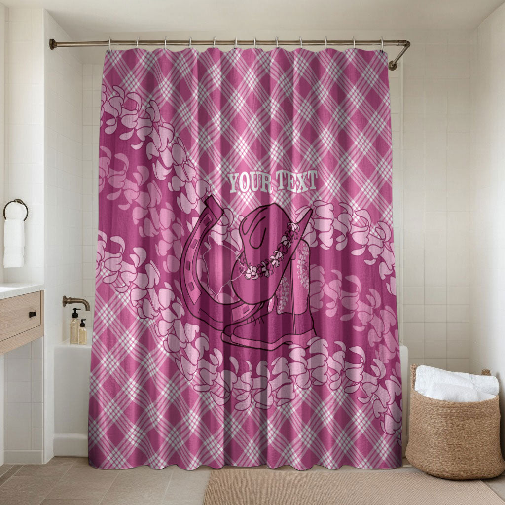Alaka Hawaii Cowboy Palaka Motifs Personalised Bathroom Set Paniolo Festival Puakenikeni Lei LT14 Shower Curtain Only Pink - Polynesian Pride