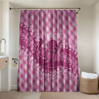 Alaka Hawaii Cowboy Palaka Motifs Personalised Bathroom Set Paniolo Festival Puakenikeni Lei LT14 Shower Curtain Only Pink - Polynesian Pride