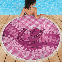 Alaka Hawaii Cowboy Palaka Motifs Personalised Beach Blanket Paniolo Festival Puakenikeni Lei LT14 - Polynesian Pride