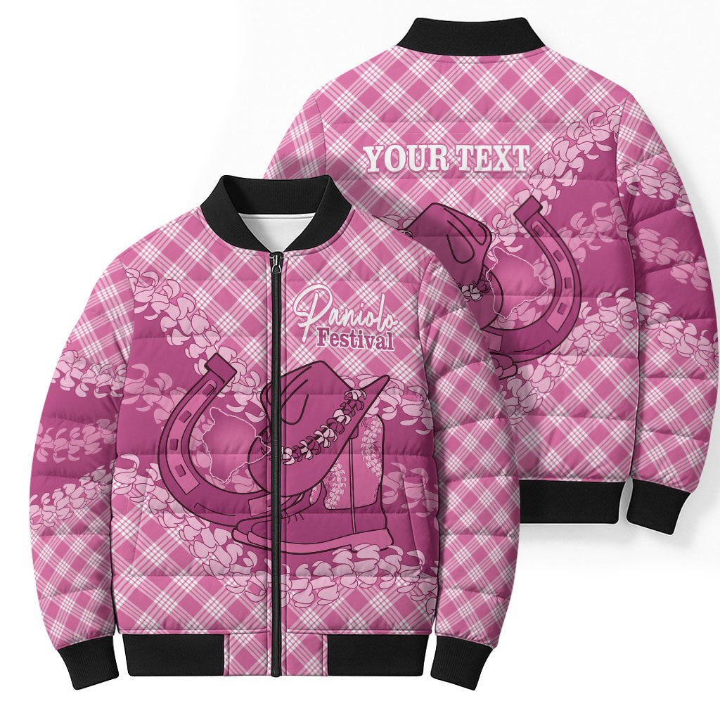Alaka Hawaii Cowboy Palaka Motifs Personalised Bomber Puffer Jacket Paniolo Festival Puakenikeni Lei LT14 - Polynesian Pride
