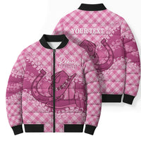 Alaka Hawaii Cowboy Palaka Motifs Personalised Bomber Puffer Jacket Paniolo Festival Puakenikeni Lei LT14 - Polynesian Pride