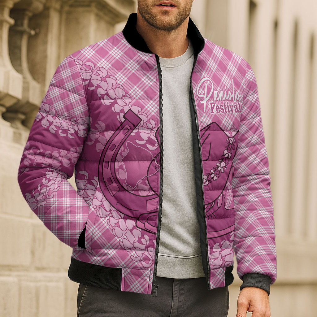 Alaka Hawaii Cowboy Palaka Motifs Personalised Bomber Puffer Jacket Paniolo Festival Puakenikeni Lei LT14 - Polynesian Pride