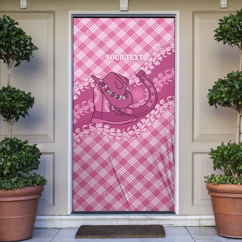Alaka Hawaii Cowboy Palaka Motifs Personalised Door Cover Paniolo Festival Puakenikeni Lei LT14 Pink - Polynesian Pride