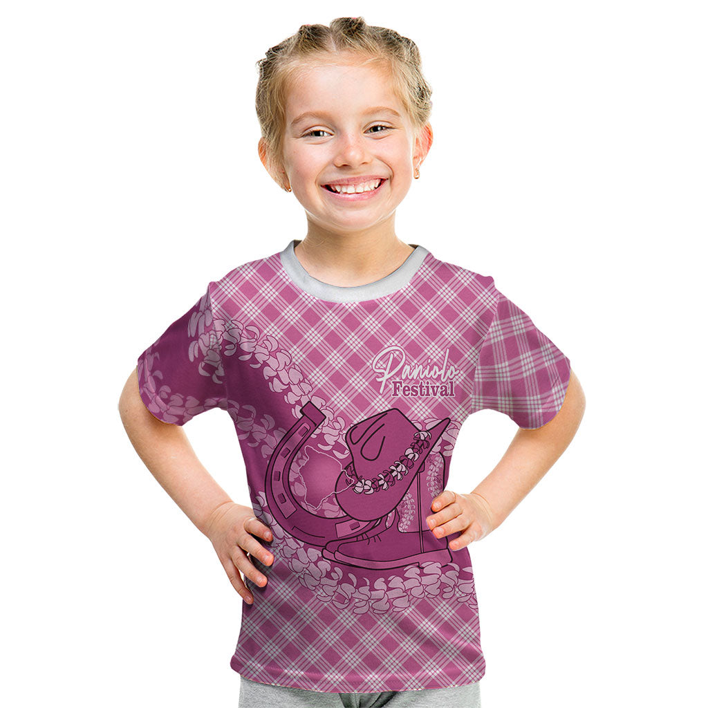 Alaka Hawaii Cowboy Palaka Motifs Personalised Kid T Shirt Paniolo Festival Puakenikeni Lei
