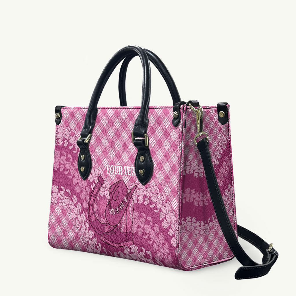 Alaka Hawaii Cowboy Palaka Motifs Personalised Leather Bag Paniolo Festival Puakenikeni Lei