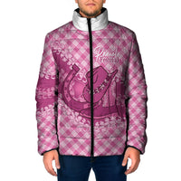 Alaka Hawaii Cowboy Palaka Motifs Personalised Padded Jacket Paniolo Festival Puakenikeni Lei LT14 Men Pink - Polynesian Pride