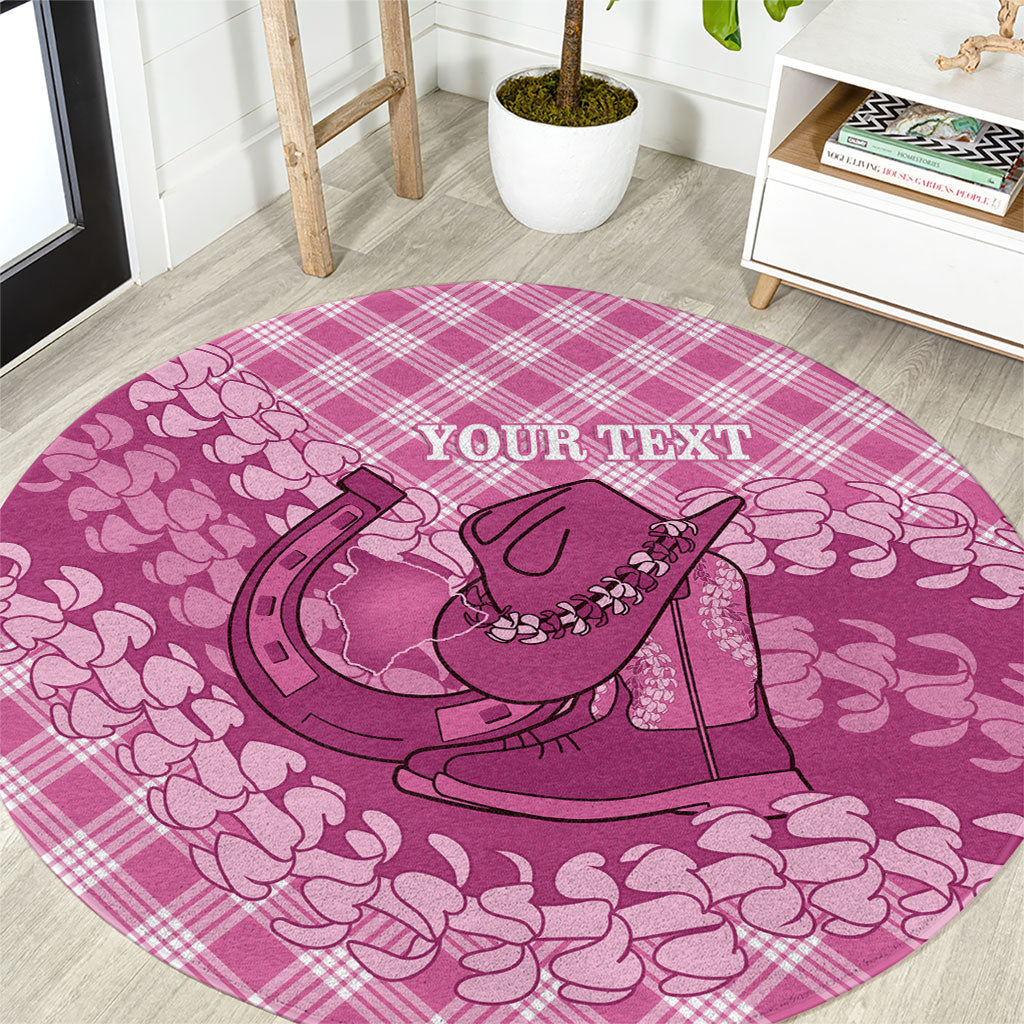 Alaka Hawaii Cowboy Palaka Motifs Personalised Round Carpet Paniolo Festival Puakenikeni Lei