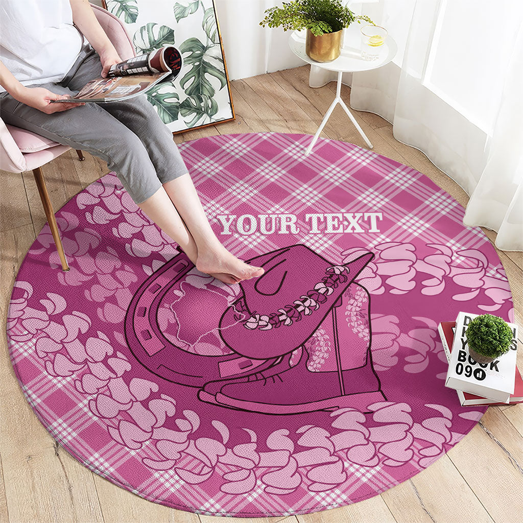 Alaka Hawaii Cowboy Palaka Motifs Personalised Round Carpet Paniolo Festival Puakenikeni Lei LT14 - Polynesian Pride