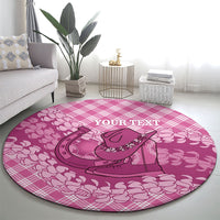 Alaka Hawaii Cowboy Palaka Motifs Personalised Round Carpet Paniolo Festival Puakenikeni Lei LT14 - Polynesian Pride