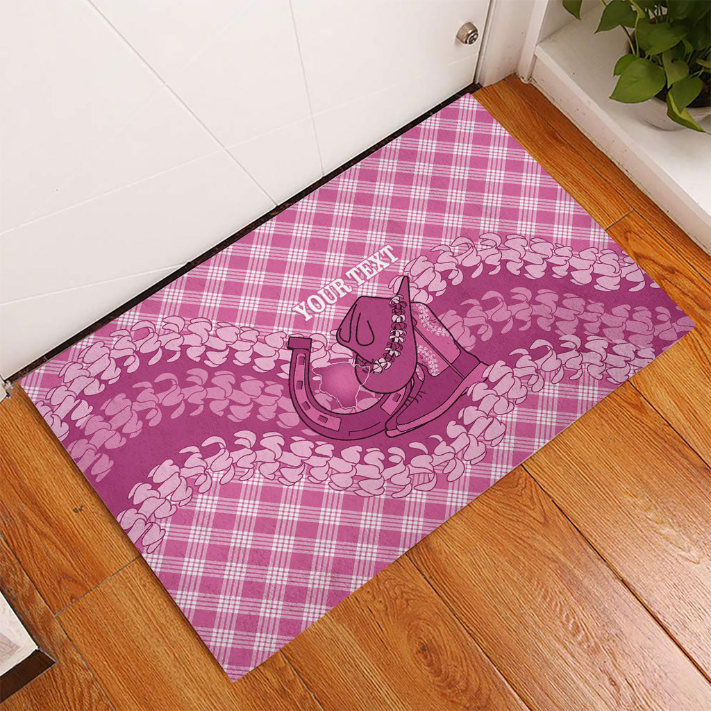 Alaka Hawaii Cowboy Palaka Motifs Personalised Rubber Doormat Paniolo Festival Puakenikeni Lei LT14 - Polynesian Pride