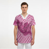 Alaka Hawaii Cowboy Palaka Motifs Personalised Scrub Top Paniolo Festival Puakenikeni Lei LT14 - Polynesian Pride